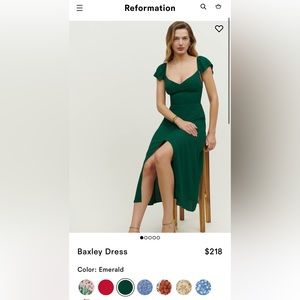 Reformation Baxley Dress in Emerald Size 10